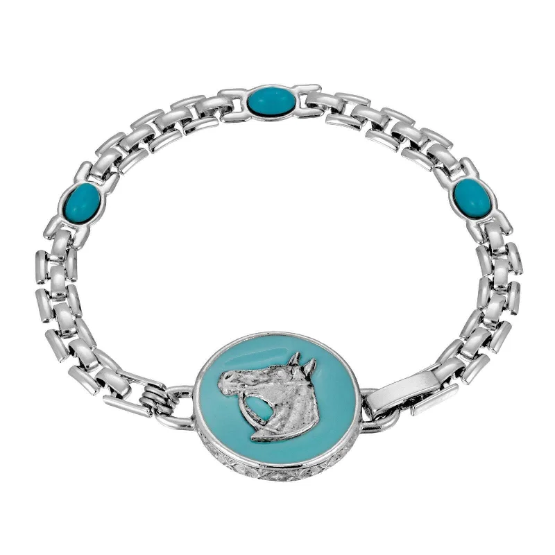 Premium Diamond Jewelry At Once-In-A-Lifetime Discounts 1928 Jewelry Southwest Turquoise Horse Head Brick Chain Bracelet