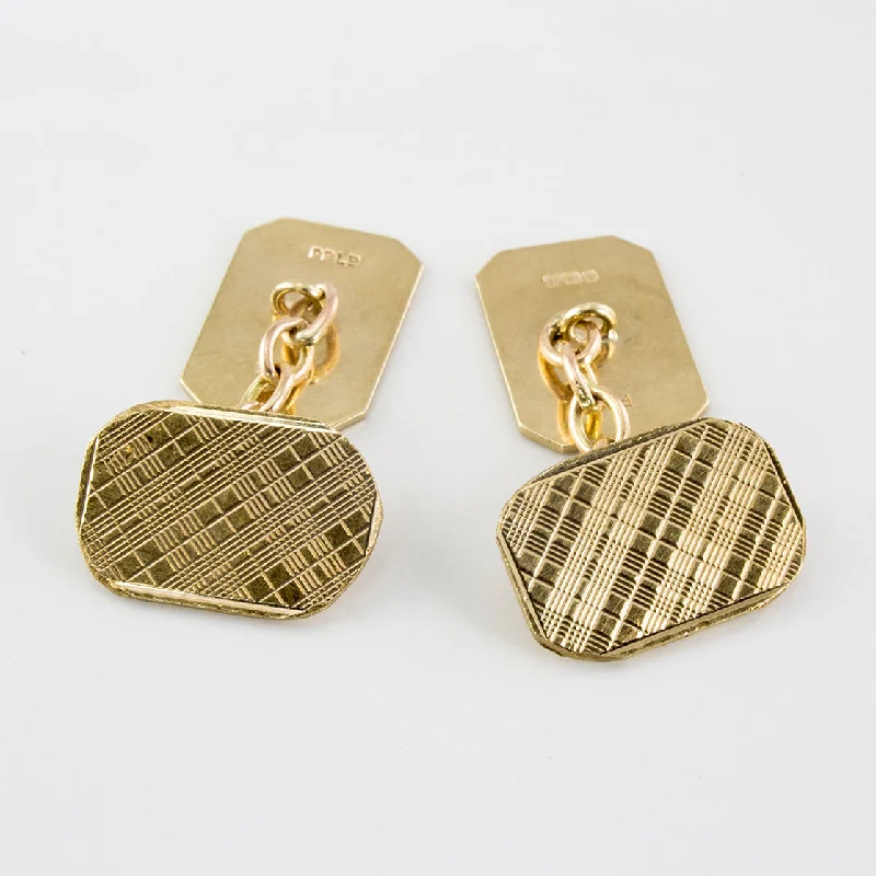Affordable Glamour – Premium Jewelry For Less 1960's Checkered Gold Cuff Links