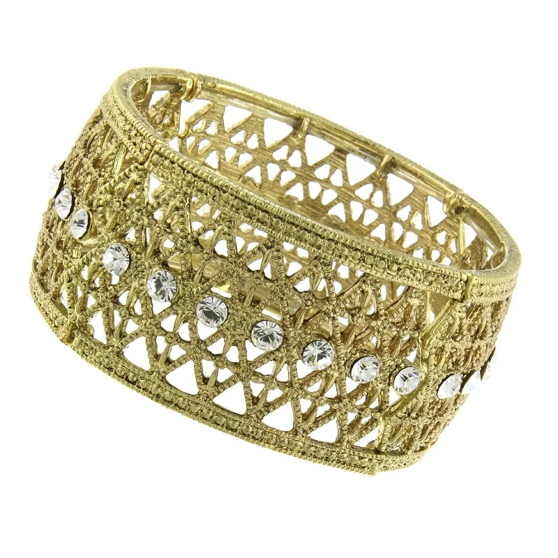 Best Jewelry Deals – Premium Quality At Exclusive Discounts 2028 Jewelry Crystal Wide Filigree Stretch Bracelet
