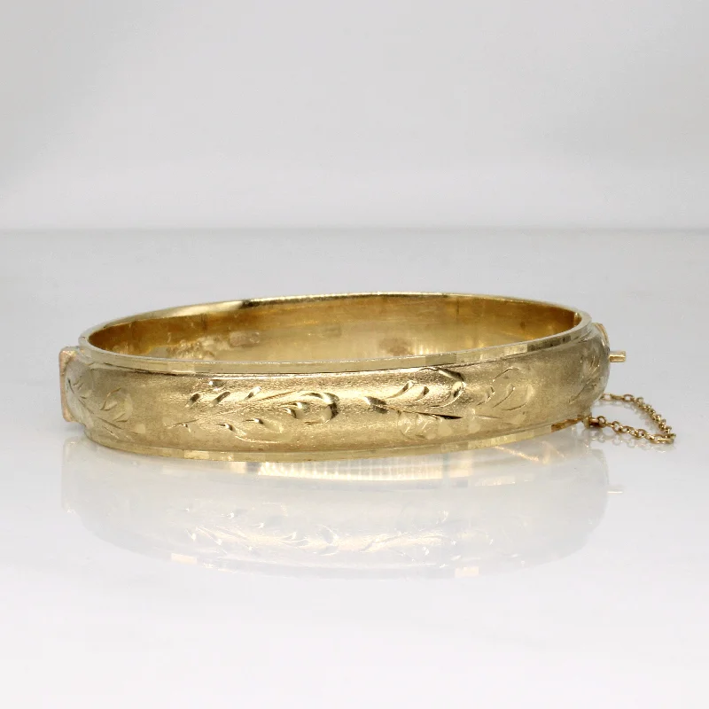 Limited-Time Offer On Premium Jewelry Collections 1976 Birmingham 9k Yellow Gold Engraved Bangle | 7.5" |