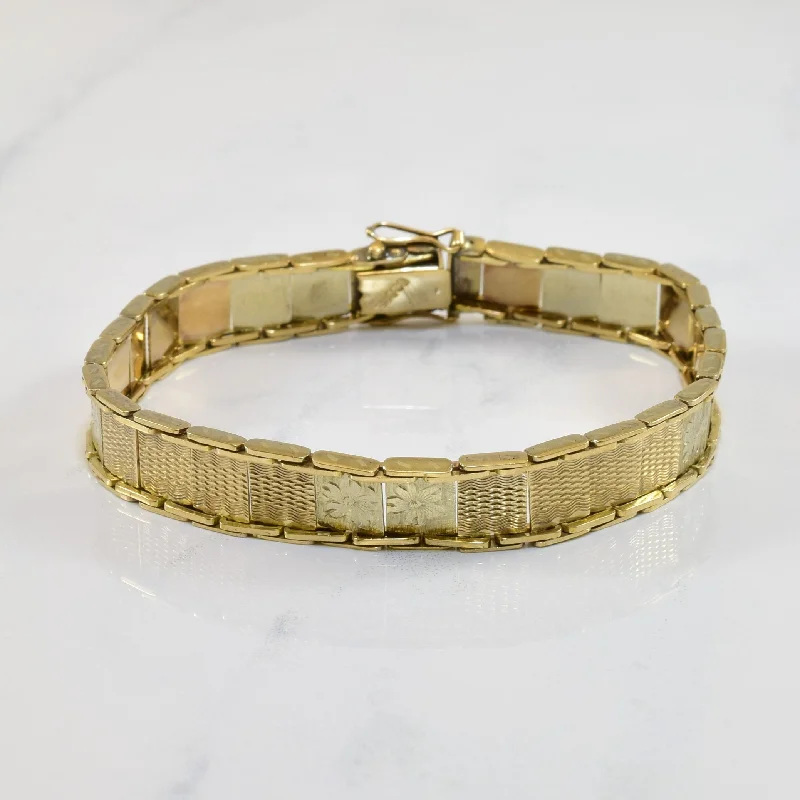 Bohemian-Inspired Jewelry For Free-Spirited Fashion 9k Yellow Gold Bar Link Bracelet | 7" | Bohemian-Inspired Jewelry For Free-Spirited Fashion 9k Yellow Gold Bar Link Bracelet | 7" |