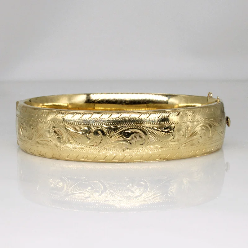Affordable Luxury Jewelry For Every Occasion 9k Yellow Gold Ornate Engraved Cuff | 8.5" |