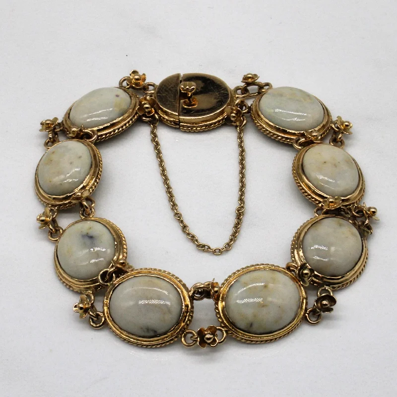Dainty Floral Jewelry For Feminine Elegance Art Deco Agate Link Bracelet | 26.00ctw | 7.5" | Dainty Floral Jewelry For Feminine Elegance Art Deco Agate Link Bracelet | 26.00ctw | 7.5" |