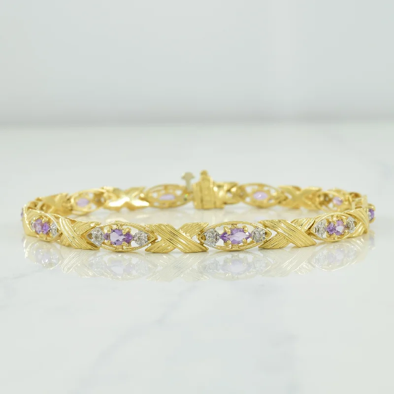 Your Dream Jewelry At Dream Prices Amethyst & Diamond Bracelet | 1.00ctw, 0.10ctw | 6.75" | Your Dream Jewelry At Dream Prices Amethyst & Diamond Bracelet | 1.00ctw, 0.10ctw | 6.75" |