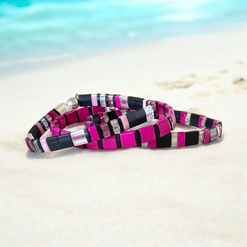 Modern Statement Jewelry For Bold Styling NEW YORK - 3 Tila Bead Bracelet Stack