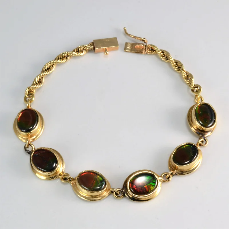 Handcrafted Beauty At Affordable Prices Bezel Set Ammolite Chain Bracelet | 6.5''|