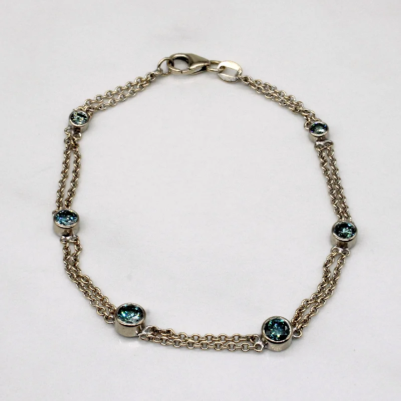 Fashion-Forward Geometric Jewelry For Contemporary Style Blue Diamond Bracelet | 1.00ctw | 7" | Fashion-Forward Geometric Jewelry For Contemporary Style Blue Diamond Bracelet | 1.00ctw | 7" |