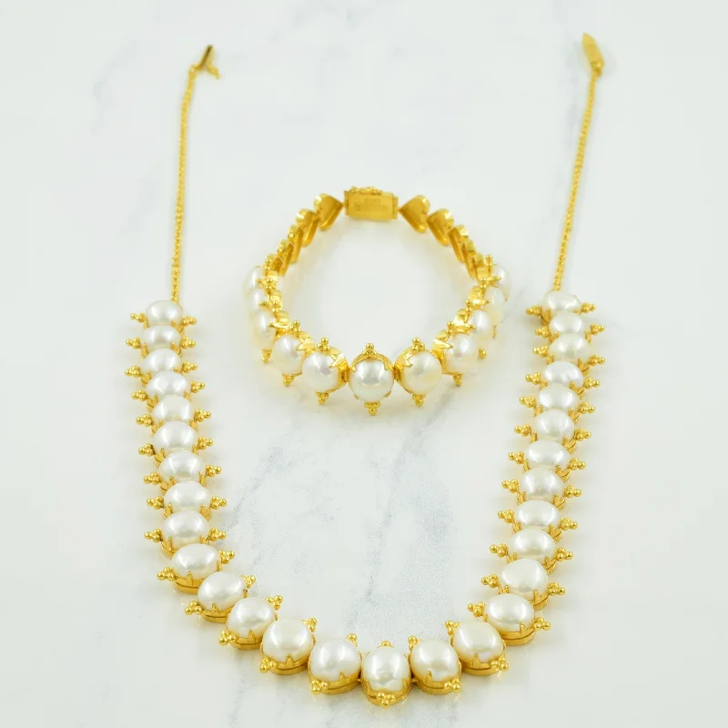 Limited-Time Jewelry Sale – Elegant Styles At Less Button Cultured Pearl Necklace & Bracelet Set | 120.00ctw | 18" | 7" | Limited-Time Jewelry Sale – Elegant Styles At Less Button Cultured Pearl Necklace & Bracelet Set | 120.00ctw | 18" | 7" |
