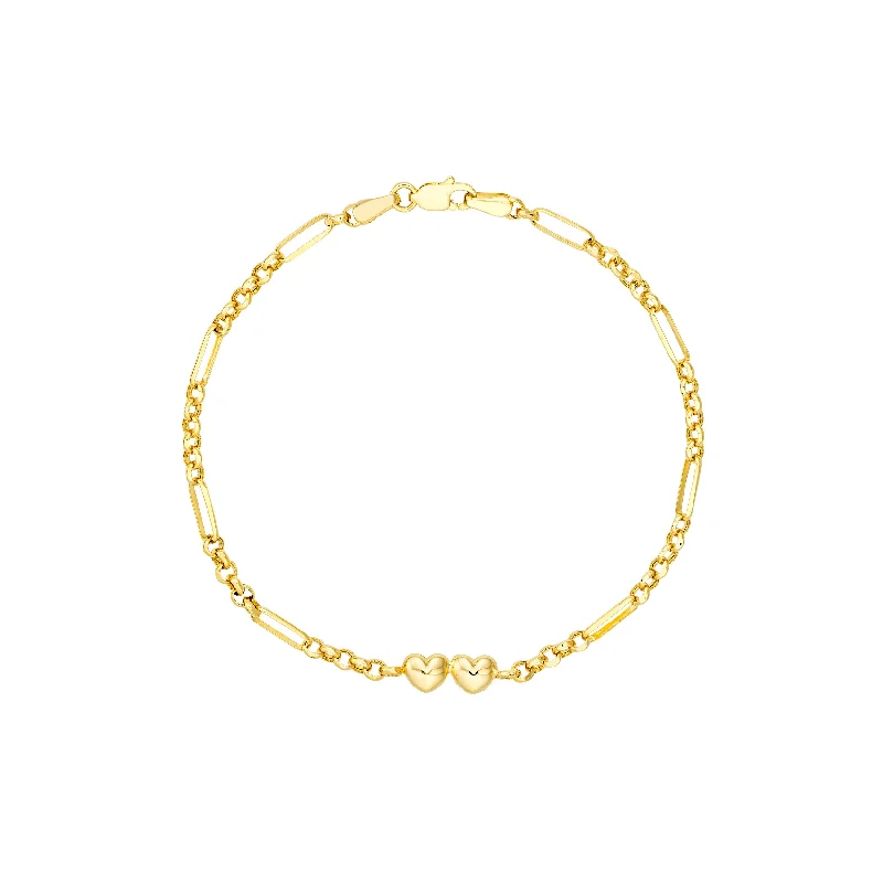 Fine Jewelry, Limited-Time Offers Available Double Puff Heart Station Paper Clip Bracelet Fine Jewelry, Limited-Time Offers Available Double Puff Heart Station Paper Clip Bracelet