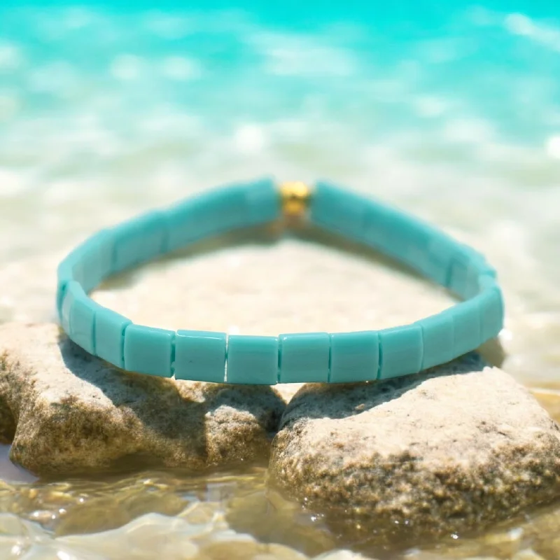 Customized Silver Jewelry For Unique Style GLOSSY TEAL - Tila Bead Bracelet | Single Customized Silver Jewelry For Unique Style GLOSSY TEAL - Tila Bead Bracelet | Single