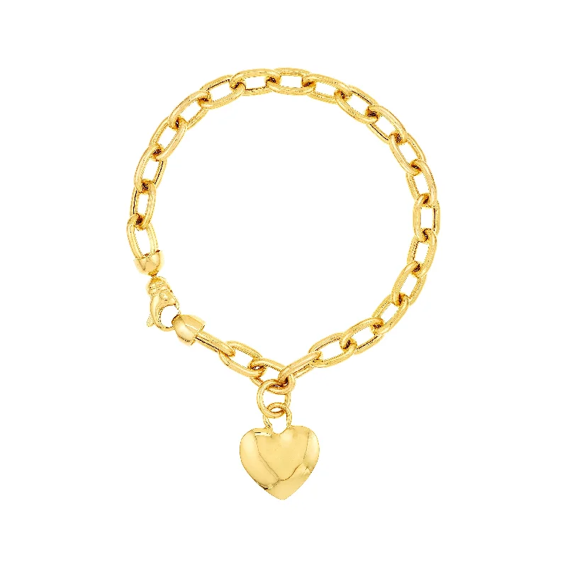 Shop Handcrafted Jewelry At Special Promotional Rates Heart Charm on Oval Rolo Chain Bracelet