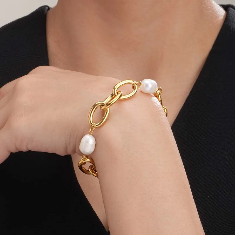 Get Ready To Sparkle – Special Jewelry Discounts Link Pearl Chain Bracelet
