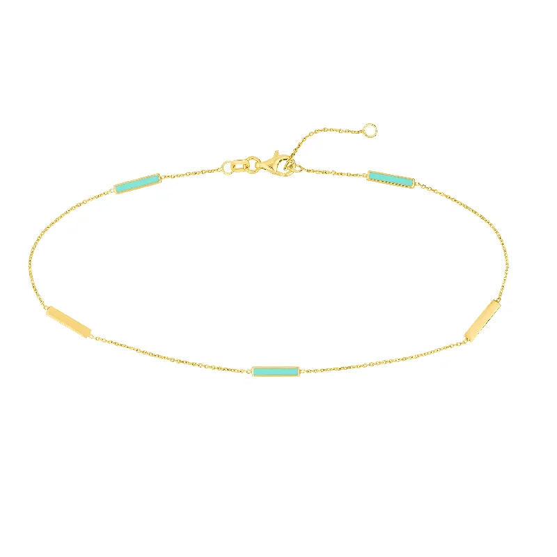 Timeless Jewelry At Special Discount Rates Lt Turquoise Enamel Alternating Bar Anklet Timeless Jewelry At Special Discount Rates Lt Turquoise Enamel Alternating Bar Anklet