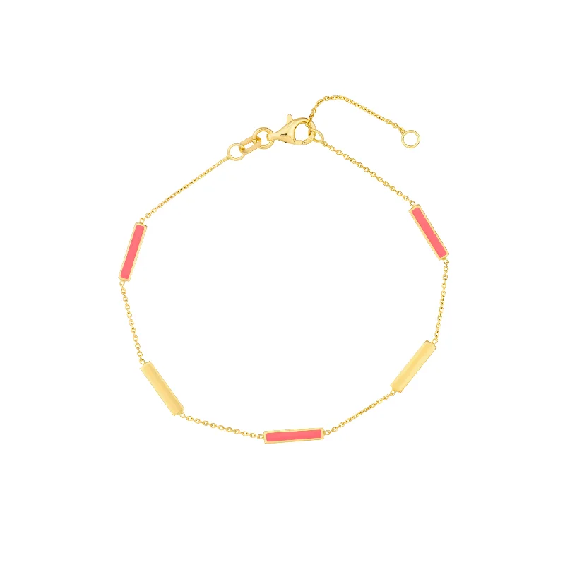Dazzle With Discounts – Shop Jewelry On Sale Neon Pink Enamel Alternating Bar Bracelet Dazzle With Discounts – Shop Jewelry On Sale Neon Pink Enamel Alternating Bar Bracelet