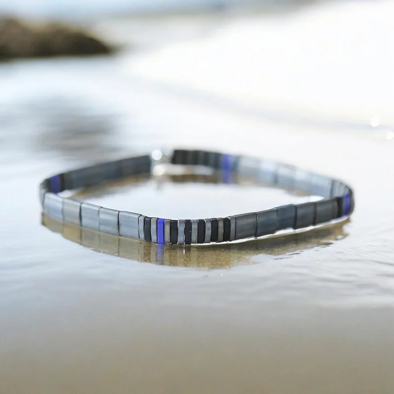 Versatile Layering Jewelry For Effortless Chic POLICE GRAY - Tila Bead Bracelet | Single Versatile Layering Jewelry For Effortless Chic POLICE GRAY - Tila Bead Bracelet | Single