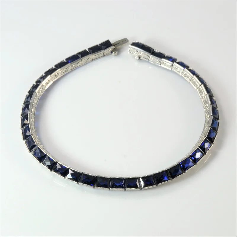 Holiday Jewelry Sale – Perfect Gifts At Great Prices Art Deco French Cut Sapphire Tennis Bracelet | 3.15ctw | 8" | Holiday Jewelry Sale – Perfect Gifts At Great Prices Art Deco French Cut Sapphire Tennis Bracelet | 3.15ctw | 8" |