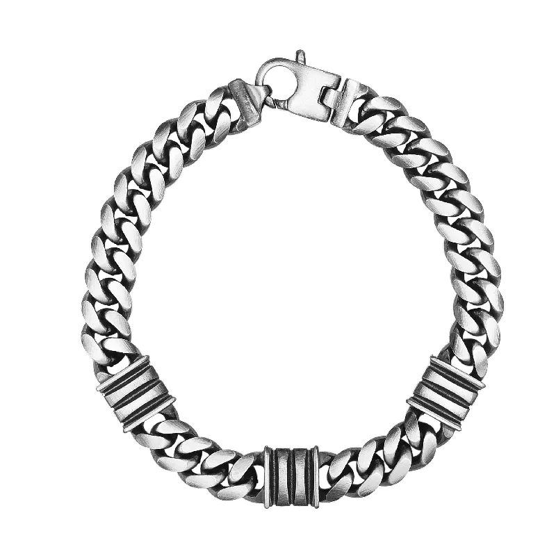 Buy More, Save More – Special Jewelry Discounts Silver 9.2mm Mens Gunmetal Triple Bar Station Bracelet Buy More, Save More – Special Jewelry Discounts Silver 9.2mm Mens Gunmetal Triple Bar Station Bracelet