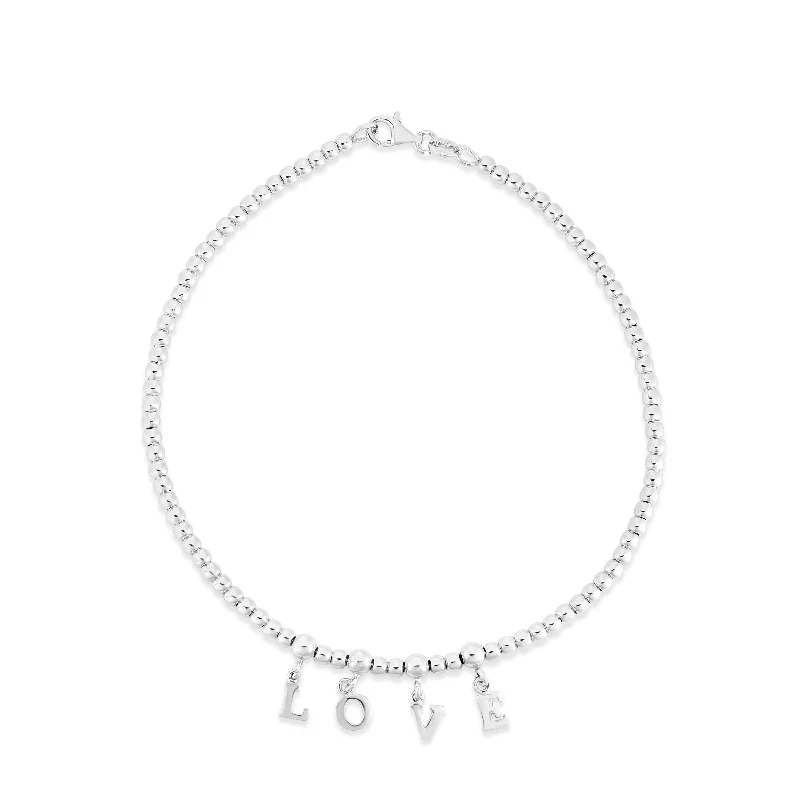 Big Discounts On Elegant Jewelry Collections Silver Love Beaded Anklet