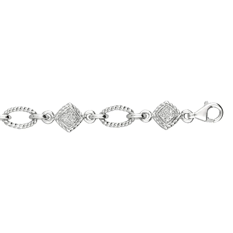 Celebrate With Sparkle – Jewelry Sale Now Live Silver Open Oval Rope .25ct Diamond Accent Link Bracelet Celebrate With Sparkle – Jewelry Sale Now Live Silver Open Oval Rope .25ct Diamond Accent Link Bracelet