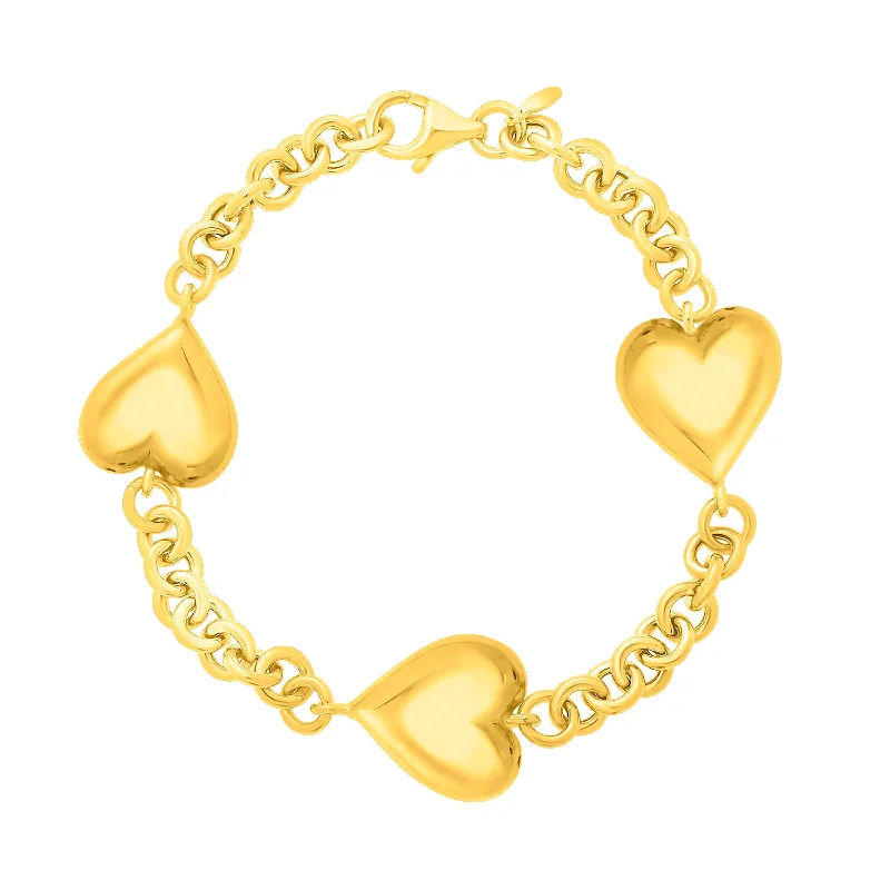 Luxury Jewelry Without The Luxury Price Tag Silver Plated Puffed Triple Heart Bracelet Luxury Jewelry Without The Luxury Price Tag Silver Plated Puffed Triple Heart Bracelet
