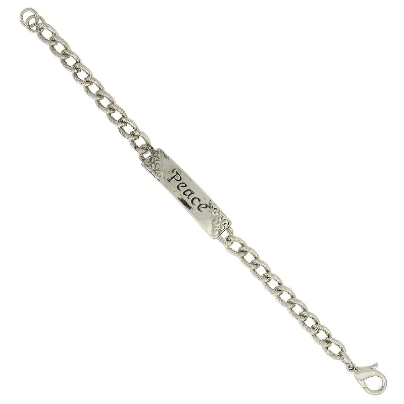 Make Your Outfit Shine With Discounted Jewelry 1928 Jewelry Embossed Peace Curb Link Bracelet Make Your Outfit Shine With Discounted Jewelry 1928 Jewelry Embossed Peace Curb Link Bracelet