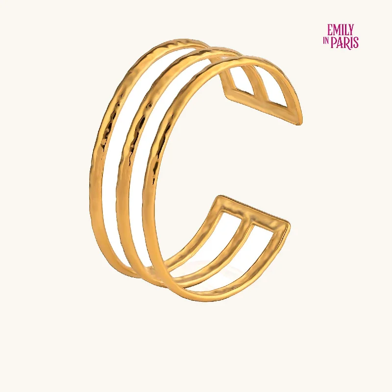 Stunning Jewelry At Even More Stunning Prices Three Layer Sleek Gold Cuff Bracelet