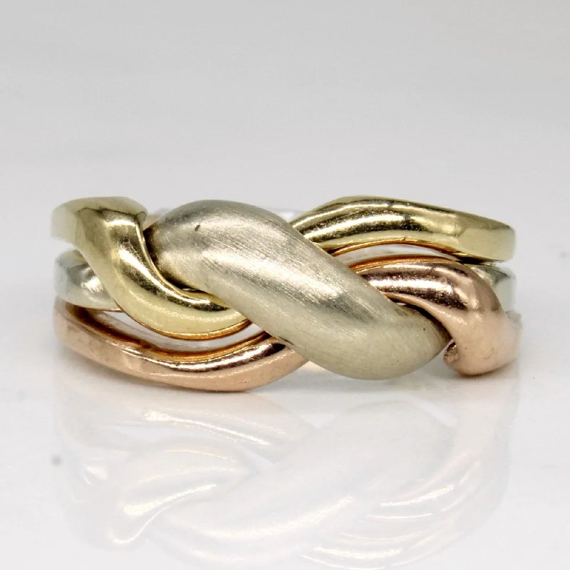 Trendy Minimalist Jewelry For Everyday Wear 10k Tri Tone Gold Puzzle Ring | SZ 5.75 | Trendy Minimalist Jewelry For Everyday Wear 10k Tri Tone Gold Puzzle Ring | SZ 5.75 |
