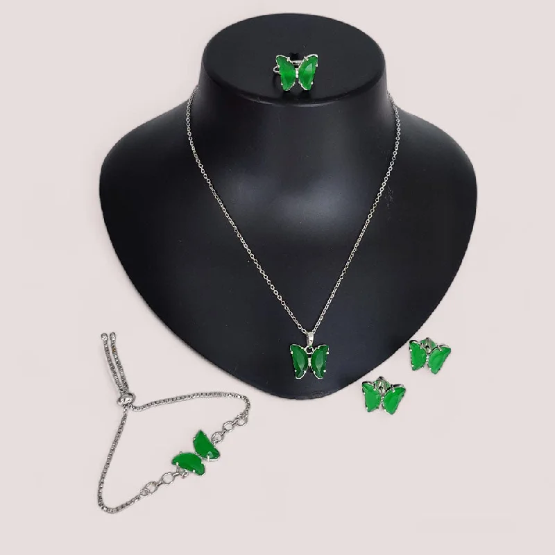 Dazzle In Elegance With Our Biggest Jewelry Sale Lucentarts Jewellery Silver Plated Butterfly Shape Combo Set Dazzle In Elegance With Our Biggest Jewelry Sale Lucentarts Jewellery Silver Plated Butterfly Shape Combo Set