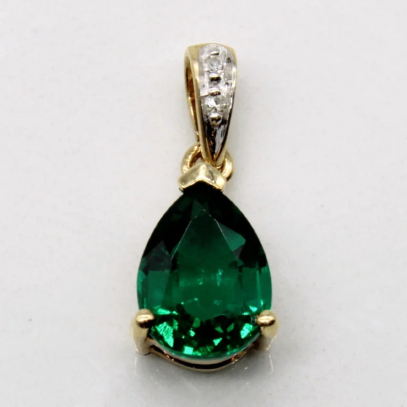 Discounted Jewelry For A Glamorous Look 'Michael Hill' Synthetic Emerald & Diamond Pendant | 0.85ct, 0.01ctw | Discounted Jewelry For A Glamorous Look 'Michael Hill' Synthetic Emerald & Diamond Pendant | 0.85ct, 0.01ctw |