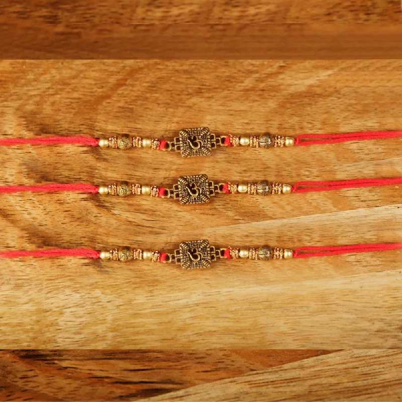 Limited-Time Offer On Elegant Jewelry Pieces Raddhi Jewels OM Rakhi Set of 3 For Brother/Bhai/Bro Limited-Time Offer On Elegant Jewelry Pieces Raddhi Jewels OM Rakhi Set of 3 For Brother/Bhai/Bro