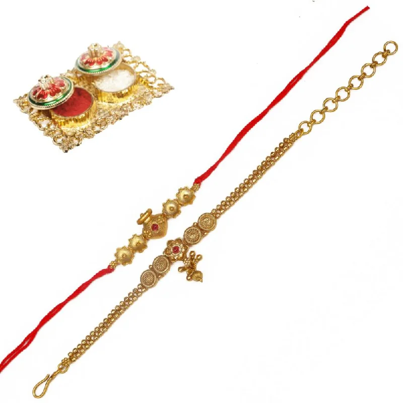 Shop Trending Jewelry With Exclusive Savings Raddhi Jewels Rajwadi Gold Plated Brass Ruby Stone Glided Floral Design Bhaiya Bhabhi Rakhi Set With Roli Chawal Plate Combo Hamper For Rakshabandhan Shop Trending Jewelry With Exclusive Savings Raddhi Jewels Rajwadi Gold Plated Brass Ruby Stone Glided Floral Design Bhaiya Bhabhi Rakhi Set With Roli Chawal Plate Combo Hamper For Rakshabandhan