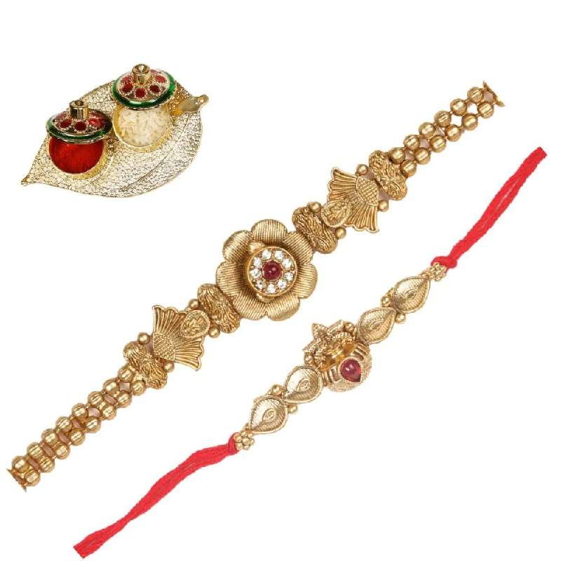 Flash Sale On Exquisite Jewelry – Don't Miss Out Raddhi Jewels Rajwadi Gold Plated Brass Ruby Stone Glided Floral Design Bhaiya Bhabhi Rakhi Set With Roli Chawal Plate Combo Hamper For Rakshabandhan Flash Sale On Exquisite Jewelry – Don't Miss Out Raddhi Jewels Rajwadi Gold Plated Brass Ruby Stone Glided Floral Design Bhaiya Bhabhi Rakhi Set With Roli Chawal Plate Combo Hamper For Rakshabandhan