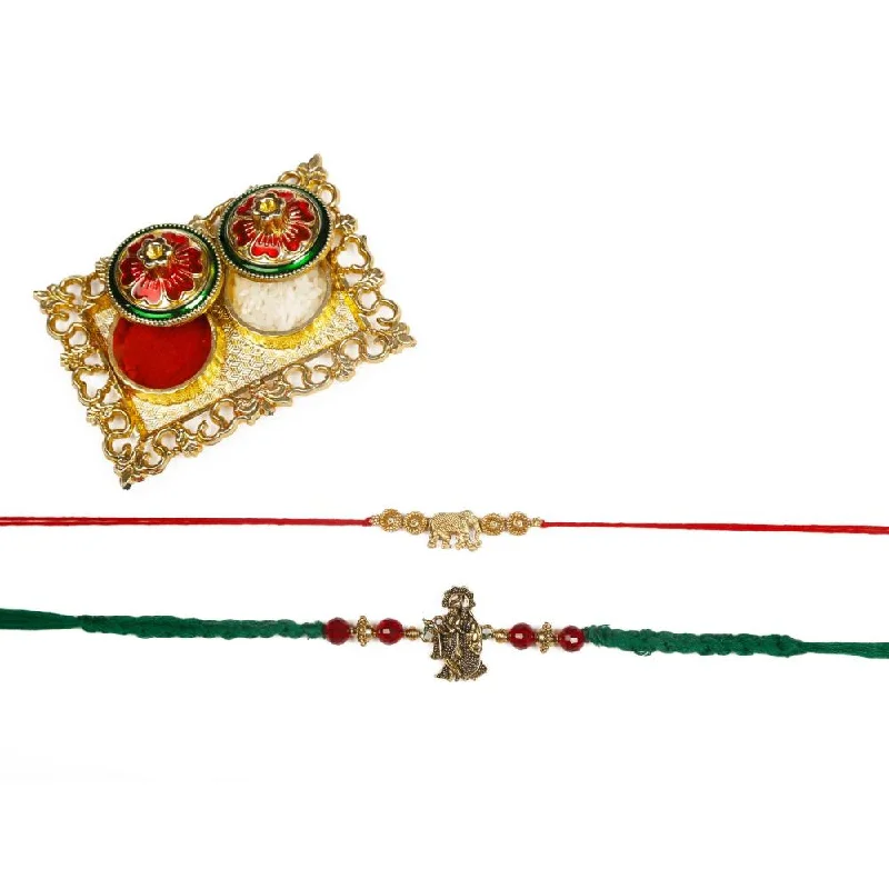 Modern Jewelry At Exclusive Discounts – Shop Today Raddhi Jewels Rajwadi Gold Plated Brass Set of 2 Rakhi With Roli Chawal Plate Combo Rakshabandhan Hamper For Brother/Bhai/Bro Modern Jewelry At Exclusive Discounts – Shop Today Raddhi Jewels Rajwadi Gold Plated Brass Set of 2 Rakhi With Roli Chawal Plate Combo Rakshabandhan Hamper For Brother/Bhai/Bro