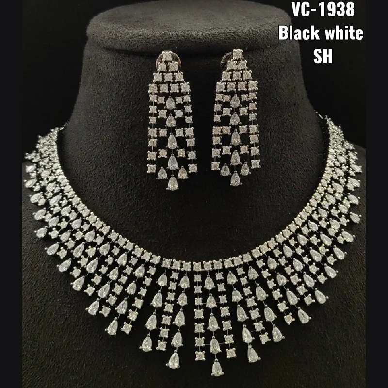 Limited-Time Offer On Elegant Jewelry Pieces Vivah Creations Oxidised Plated AD Stone Necklace Set Limited-Time Offer On Elegant Jewelry Pieces Vivah Creations Oxidised Plated AD Stone Necklace Set