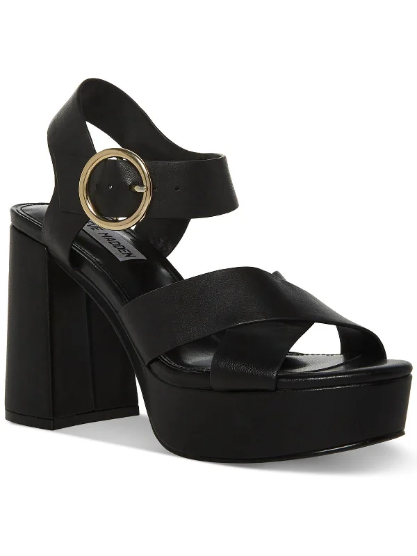 Elkin Womens Leather Slingback Platform Sandals