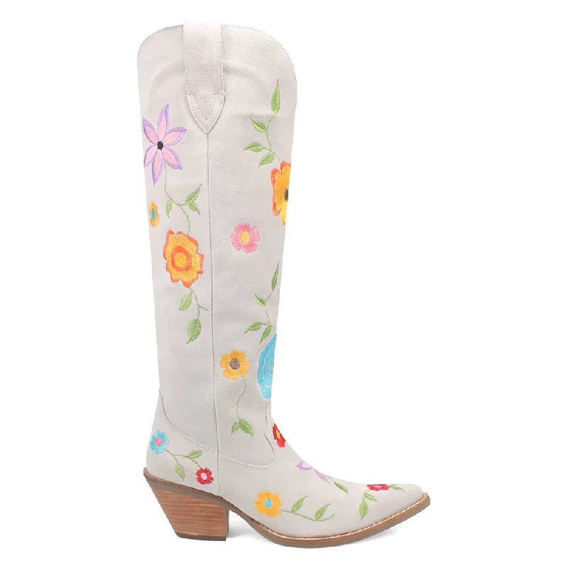 Flower Power Embroidered Floral Snip Toe Cowboy Boots