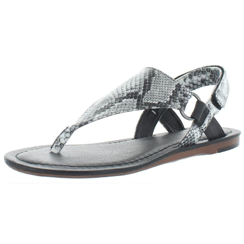 JANE AND THE SHOE Womens Grace Faux Leather Snake Print Thong Sandals