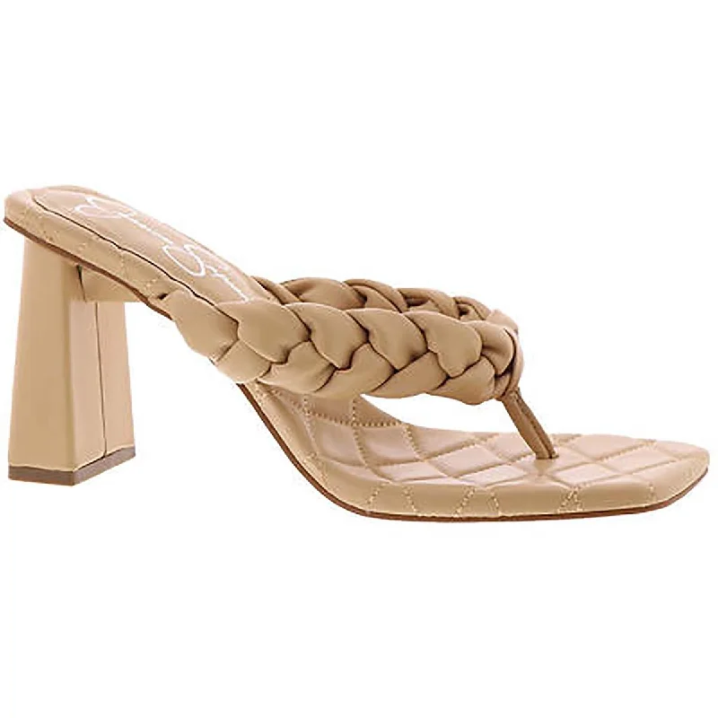 Jessica Simpson Zaliye Women's Faux Leather Block Heel Slide Sandals