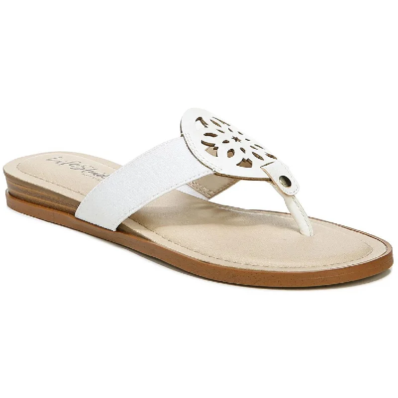 LifeStride Womens Raegan Faux Leather Slip On Thong Sandals