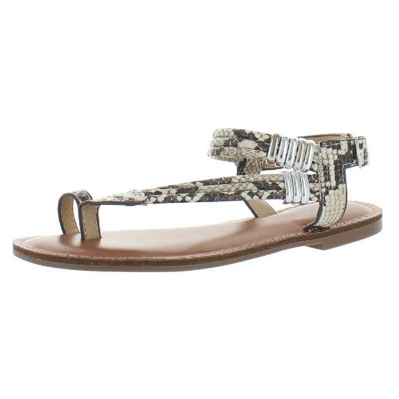 Mia Womens Julianne Faux Leather Snake Print Slingback Sandals