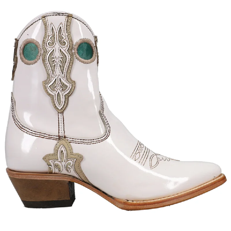 Tooled-Inlay Embroidery Pointed Toe Cowboy Booties