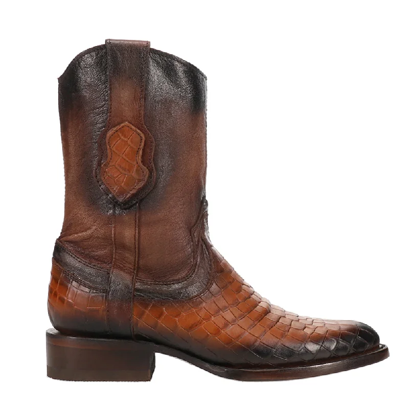 Winston Alligator Print Round Toe Cowboy Boots