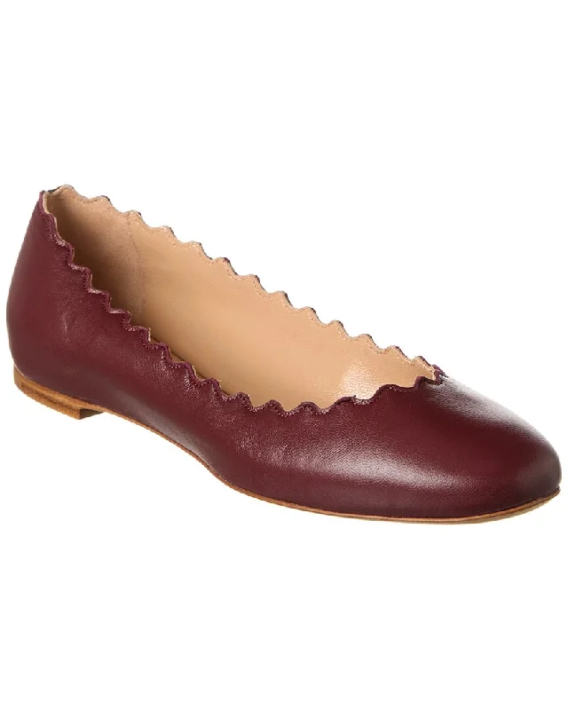 Chloé Lauren Scalloped Leather Ballerina Flat