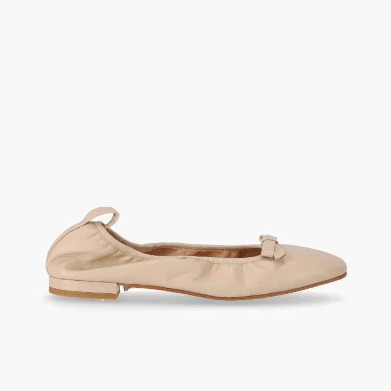 Freya Cream Leather Ballet Flats