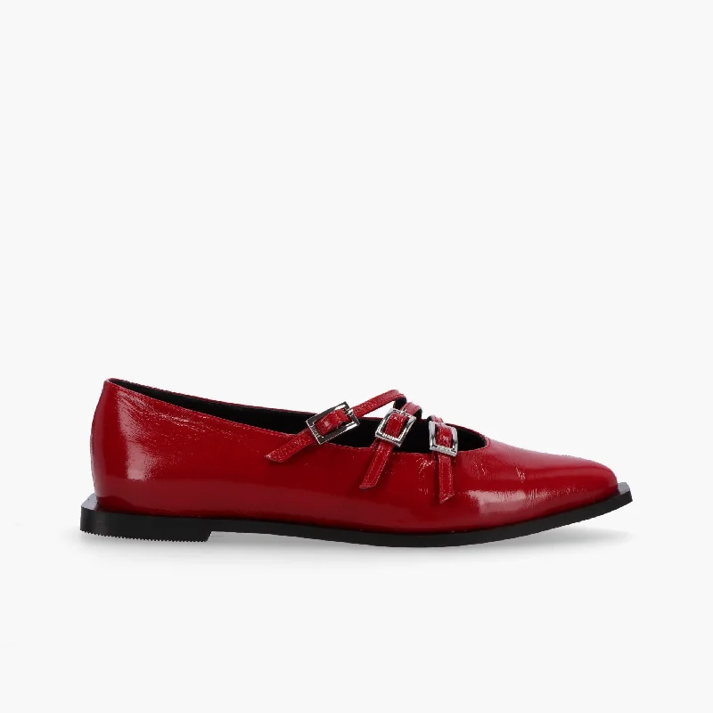 Jive Onix Red Leather Ballet Flats