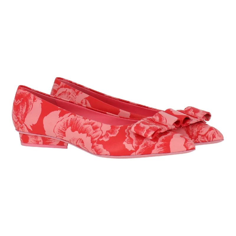 Salvatore Ferragamo Womens Red Flat