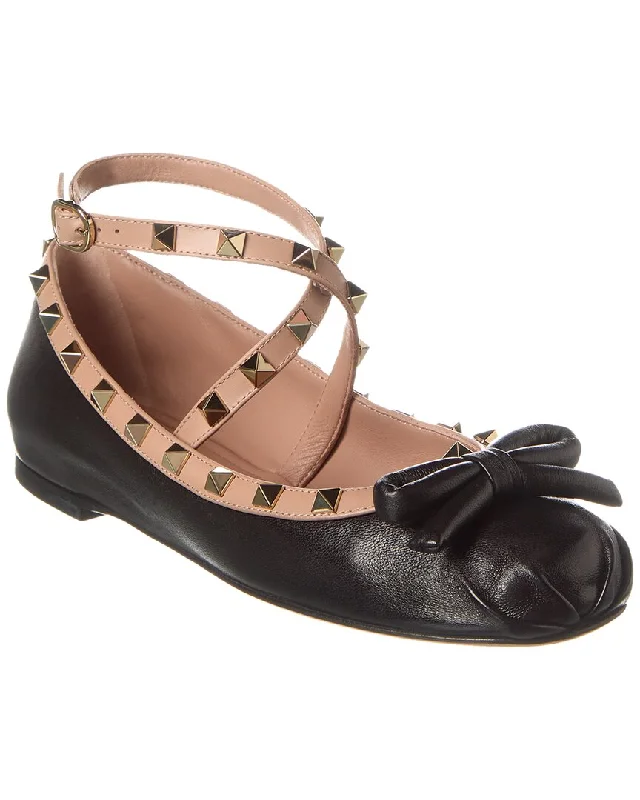 Valentino Rockstud Leather Ballerina Flat