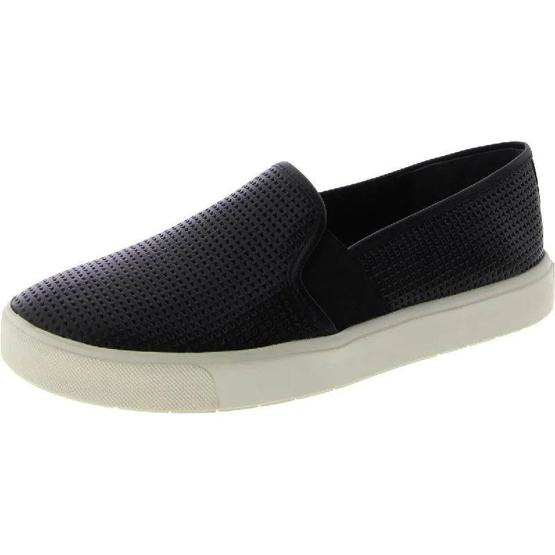 Vince Womens Faux Leather Textured Slip-On Sneakers