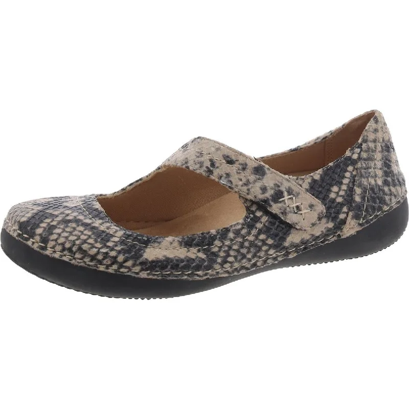 Vionic Womens Harper Leather Snake Print Mary Janes