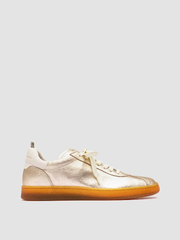 DESTINY 101 - Gold Leather Low Top Sneakers